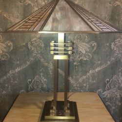 Vintage Fredrick Raymond Art Deco Slag Glass Table Lamp