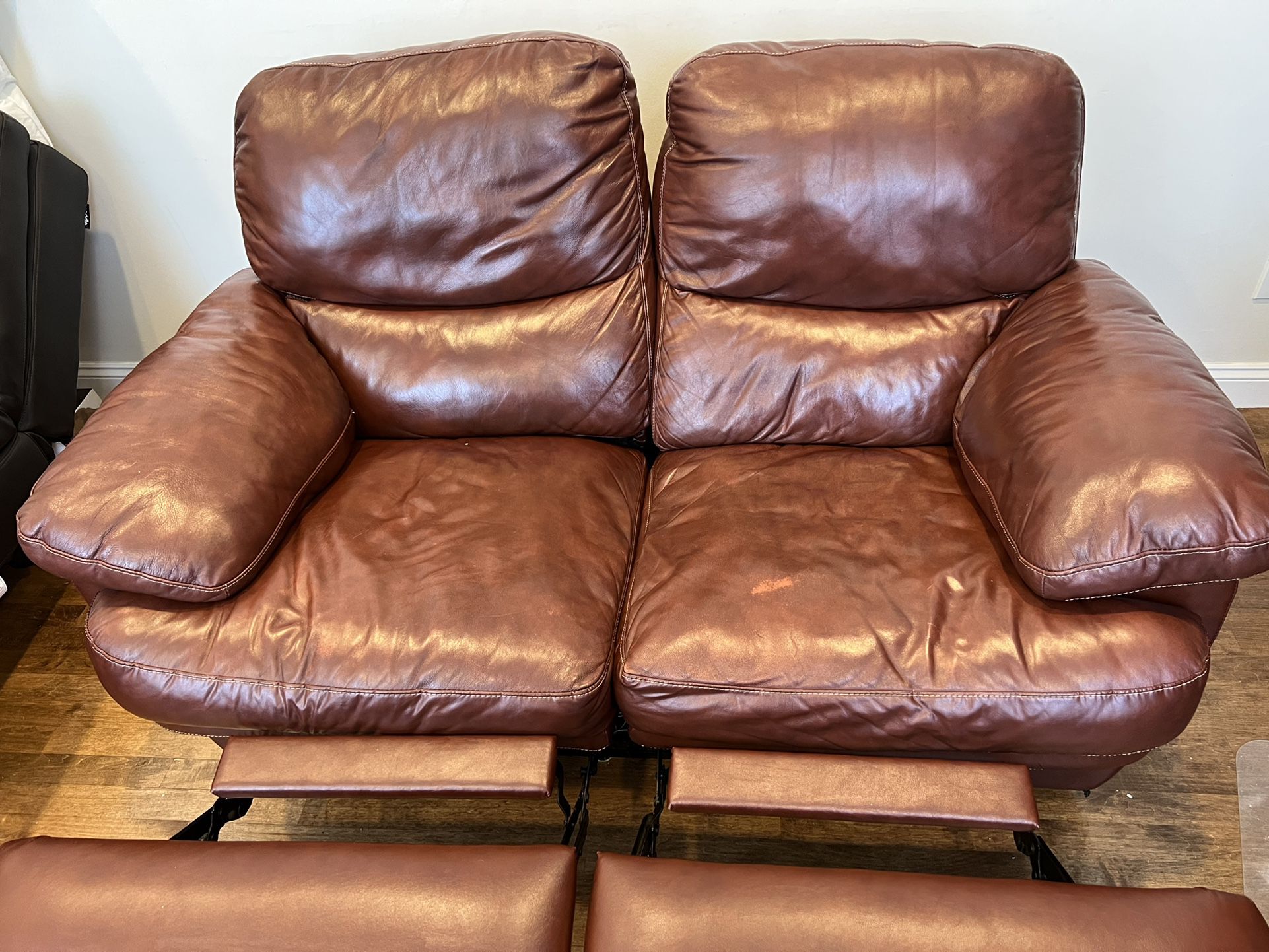 Reclining Leather Loveseat Sofa
