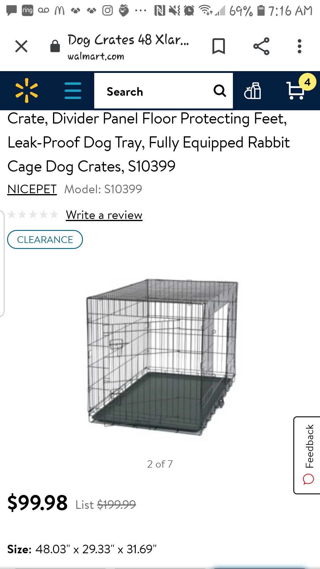 Large dog cage