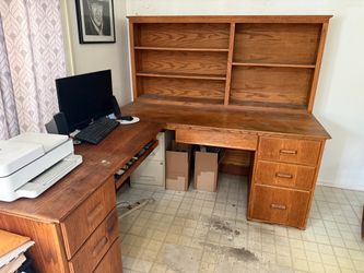 L shape oak desk