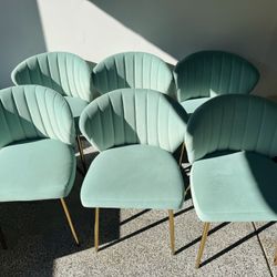 Dining Room/Living Room Chairs - 6 Sage Colored Chairs