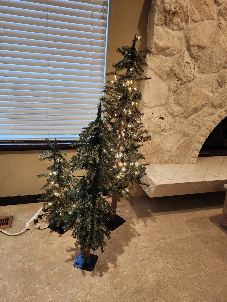 Lighted Tree Trio