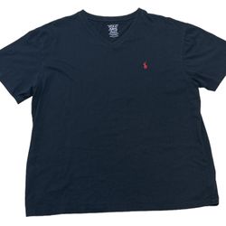 Polo R Lauren T Shirt Men’s XL Black Red Pony V Neck Tee Casual Preppy RN41381