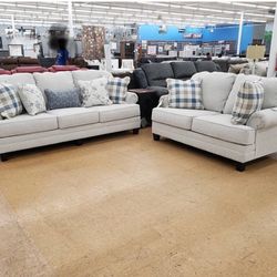 Meggett Linen Living Room Set SOFA and Loveseat