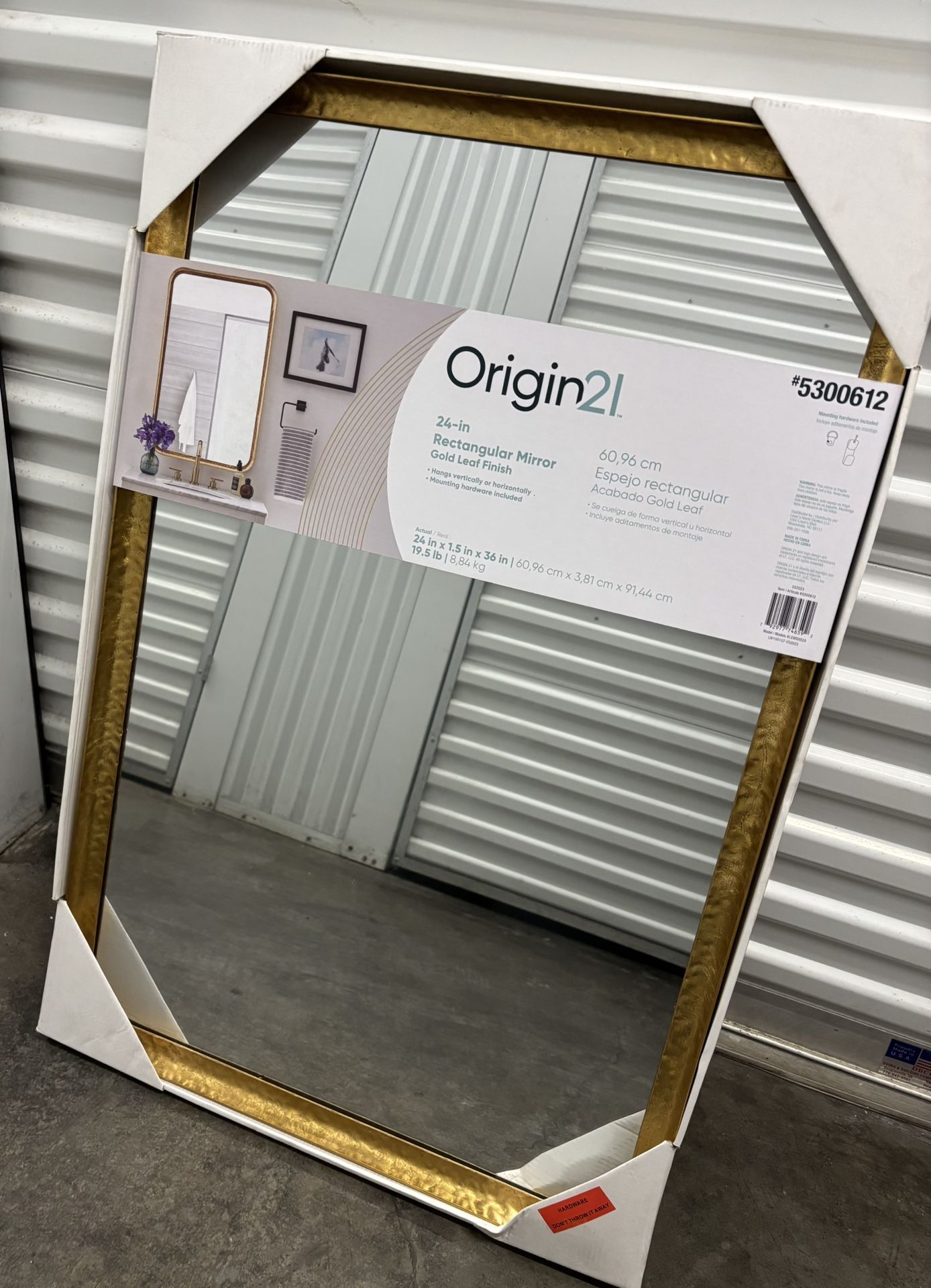 24inch Rectangular Mirror with Gold Leaf Finish