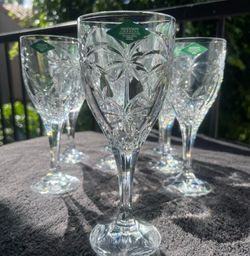 Shannon Crystal Godinger Palm Tree Wine Glasses Set of 4
