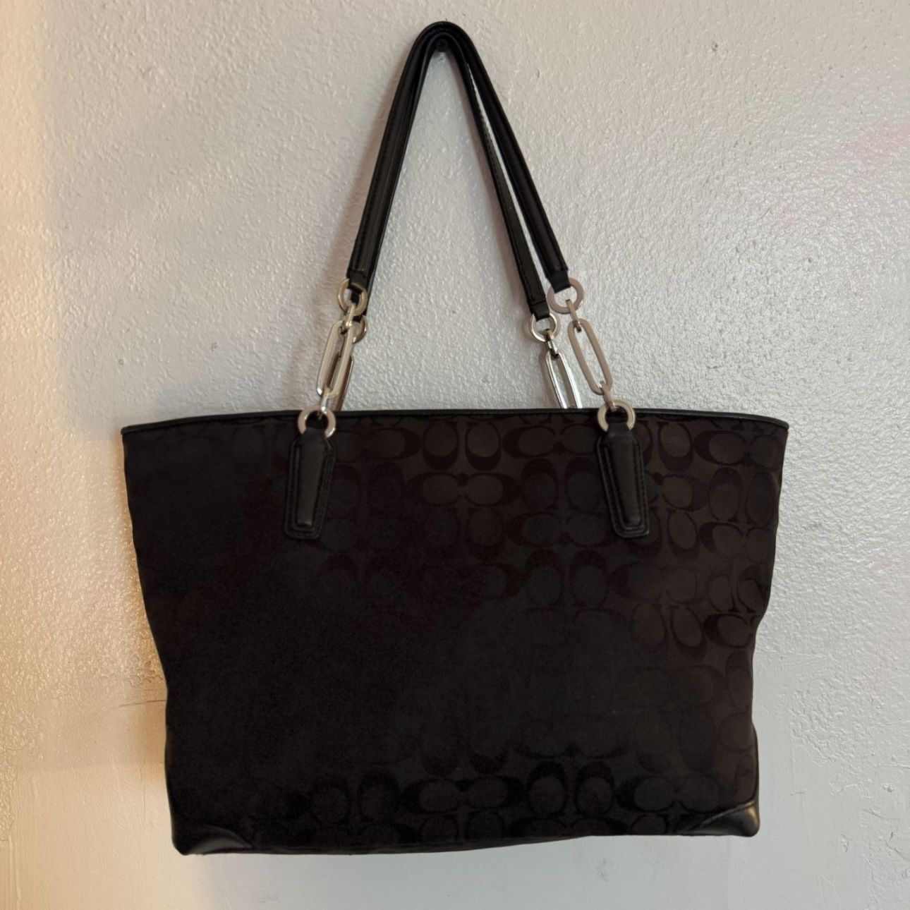 Coach Jacquard Black Purse Handbag Large 28601