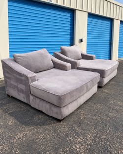 Extra Large Gray Chaise Lounge Couch Chairs