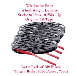 4 Roll 2880 Pcs . 720oz Stick-on Wheel Weight Balance Blue Tape 1/4 0.25oz 7g