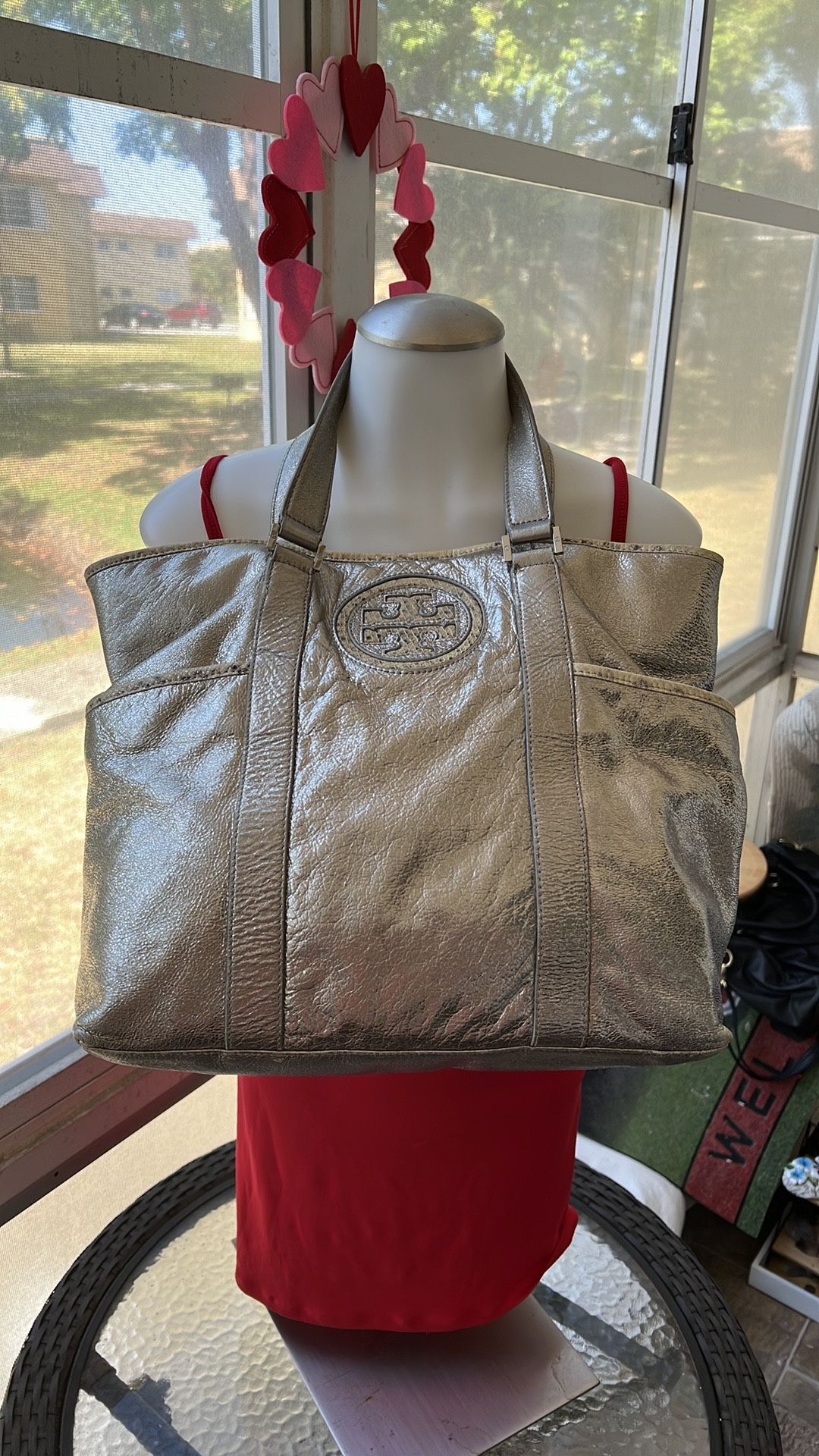 Tory Burch Leather And Python Tote 