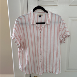 Red white striped button down blouse