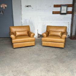 Warm Brown Leather Swivel Chair (Retail $1795)