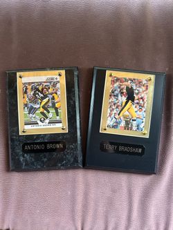 Antonio Brown And Terry Bradshaw Framed Cards. Score And Upper Deck.