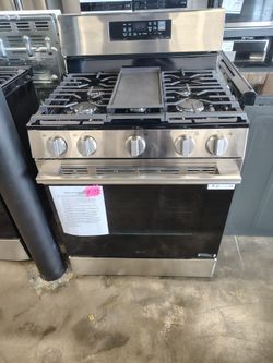 30 in. 6.3 cu.ft. Smart Probake Convection 5-Burners Gas Single Oven Range Air Fry and Easy Clean in Stainless steel