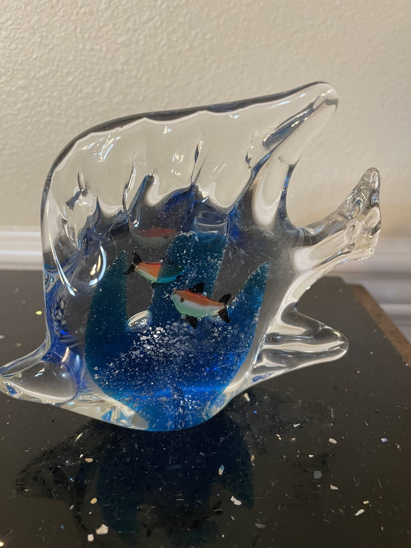 Art Glass Angel Fish Paperweight Murano Style