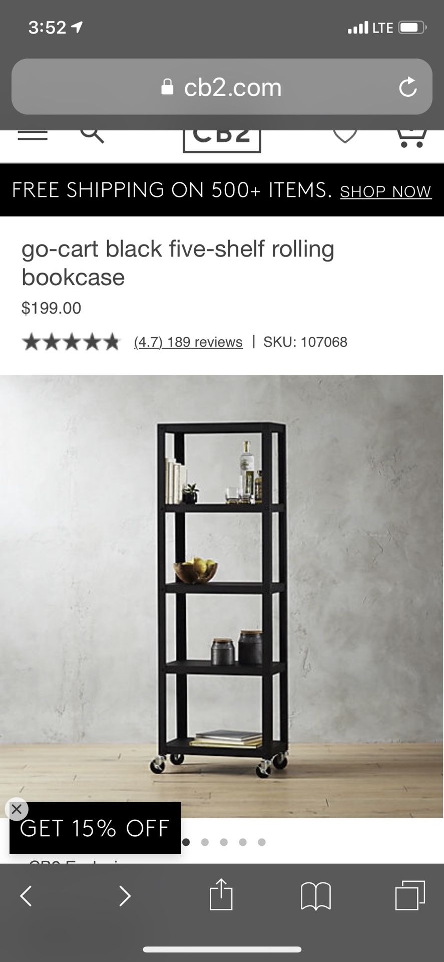 Cb2 go store cart bookcase