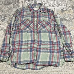 Denim & Supply Ralph Lauren RL Utility Linen Blend Plaid Button Up Shirt Size M   