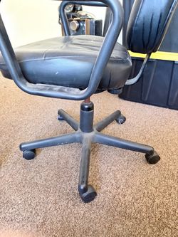 Black Leather Office Chair with Wheels