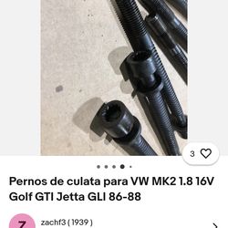 Cylinder head bolt set for VW MK2 1.8 16V Golf GTI Jetta GLI engines model 86-88.