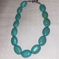 STATEMENT Vintage TURQUOISE & Howlite  Large Bead NECKLACE 925 Clasp 