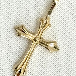 14K solid gold cross pendant 20 mm length