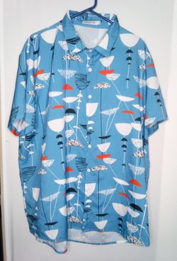 light blue short-sleeve button-down shirt