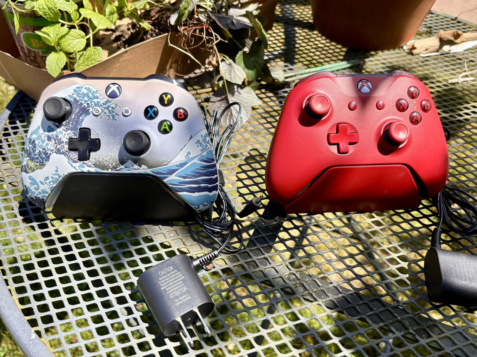 Xbox Controllers With Charging Docks (like new)