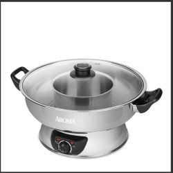$15 New Aroma Stainless Steel Hot Pot, Silver 5 Quart