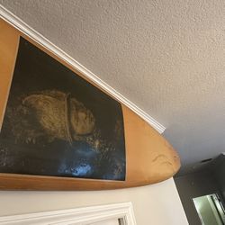 Antique Carved Surfboard W/ Rembrandt Art. 