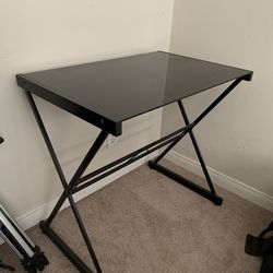 Small Black Glass Desk 