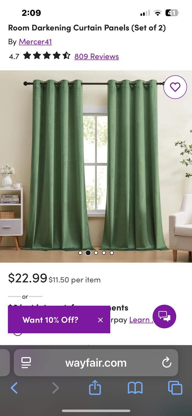 Deavion Velvet Solid Color Metal Grommets Room Darkening Curtain Panels (Set of 2)