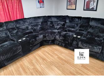 🛋️ NEW Calantha Corduroy Black Recliner Sofa w/ Storage & Cupholders | 3 Colors | 🚚 FREE White Glove Delivery!
