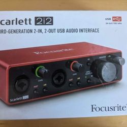 BRAND NEW: Scarlett 2i2 24-bit/ 192 kHz THIRD-GENERATION 2-IN,
2-0UT USB AUDIO INTERFACE