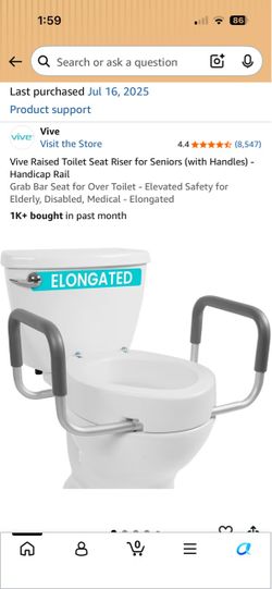 Vive Raised Toilet Seat Riser with Handles – Elongated