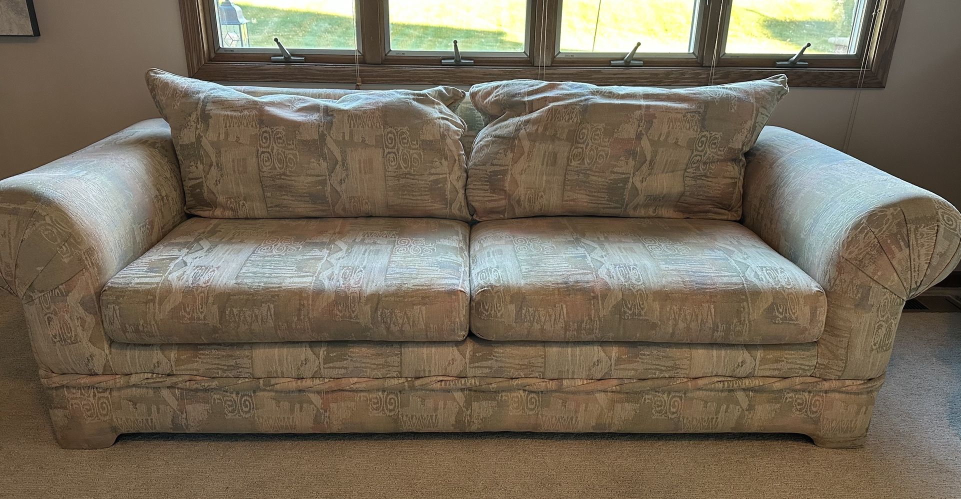 Sofa & Loveseat In Green & Beige - GIVEAWAY