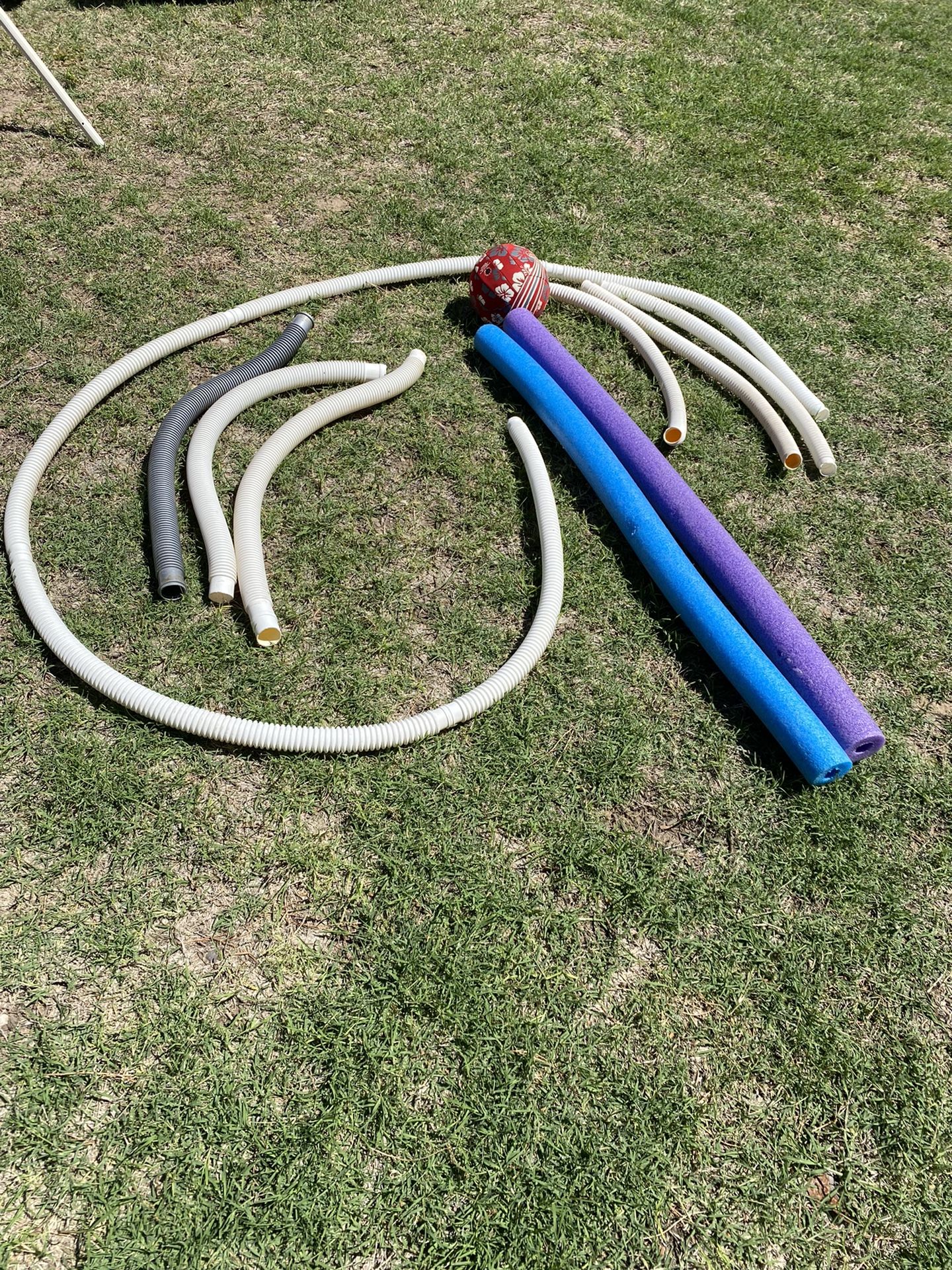 8- Links Of Swimming Pool Hose 2-Pool  Noodles And A Water Volleyball