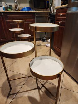 Gold Metal Round plant stands– Set of 2