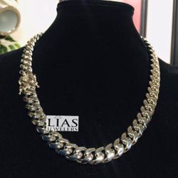 New 18k White Gold Cuban Link Chain 18mm Thick 