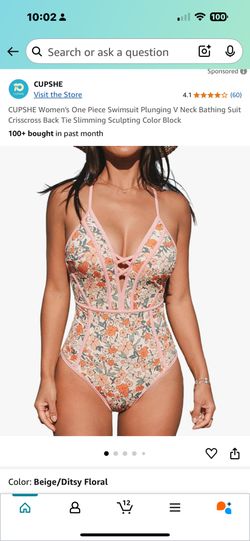 CUPSHE Women's One Piece Swimsuit Plunging V Neck Bathing Suit