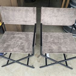 World Market Directors Chairs Metal/Faux Leather Warm Gray/Brown (Set Of 2)