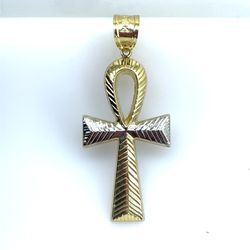 10KT Yellow Gold Hollow Ankh Cross Pendant 3.75g 182624/5