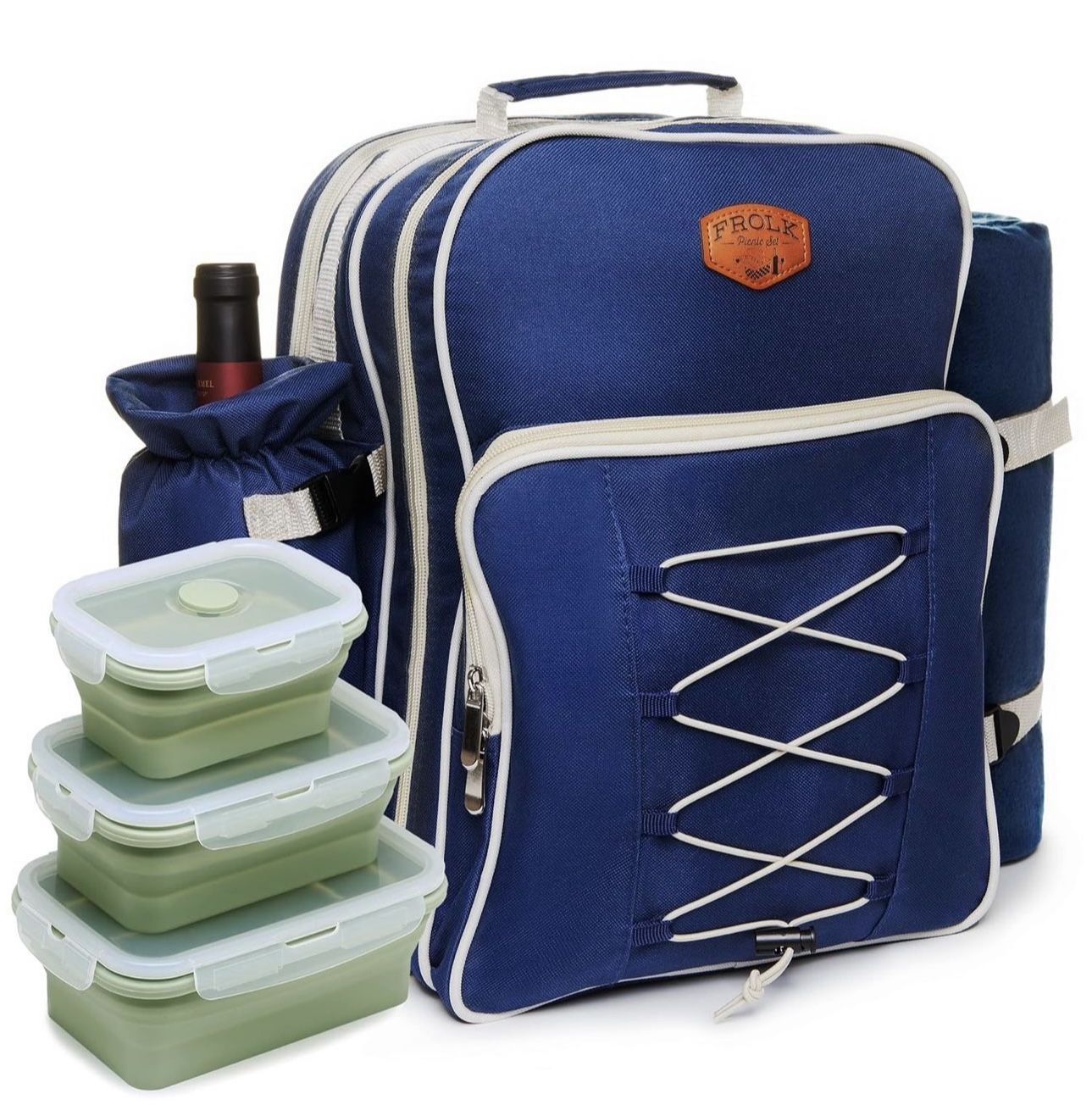 Brand new!!! Picnic Backpack Set for 4 - Picnic Basket Backpack Kit with 4 Cutlery Sets, Cooler Compartment, Wine Holder, Picnic Blanket