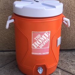 5 Gal. Orange Water Cooler with The Home Depot Label 