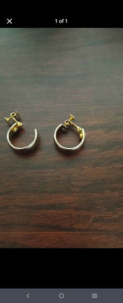 Two-Tone Clip-On Hoop Earrings