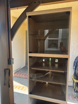 Wood Display Cabinet with Glass Doors
