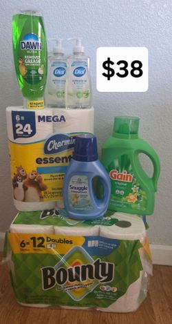 Gain Detergent, Bounty, Charmin, Snuggle, Dawn and Dial hand soap Bundle $38 Near Costco By Hosking and Akers #93313