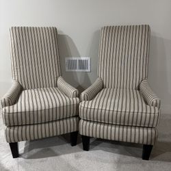 2 Beautiful armchairs - beige With Black Pinstripes