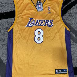 Vintage Kobe Bryant Reebok Gold #8 Los Angeles Lakers Jersey NWT - XL With Defects Please Read