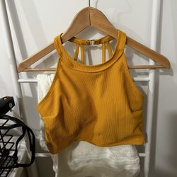 Yellow Crop Sleeveless  Top