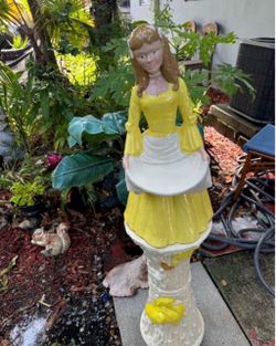 Ceramic Lady Figure Bird Bath Statue